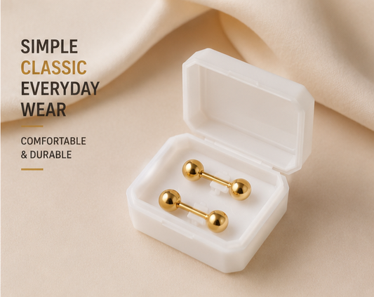 Stainless Steel Barbell Earrings – Gold