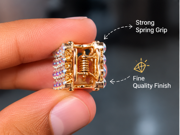 Mini Crystal Hair Claw Clips – Stylish Strong Grip