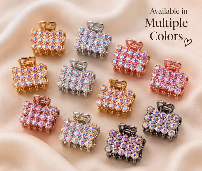 Mini Crystal Hair Claw Clips – Stylish Strong Grip