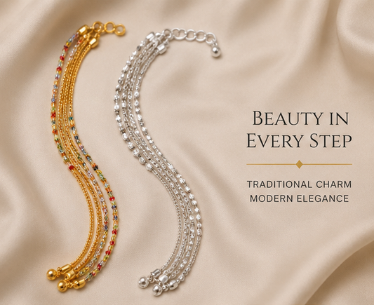 Elegant Pazaib – Golden & Silver Ankle Bracelet