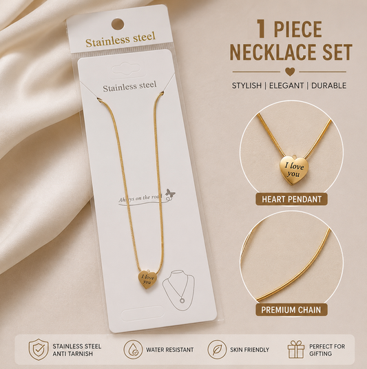 I Love You Heart Necklace – Stainless Steel